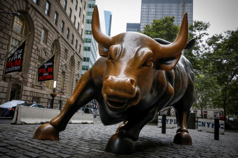 The Charging Bull statue, also known as the Wall St